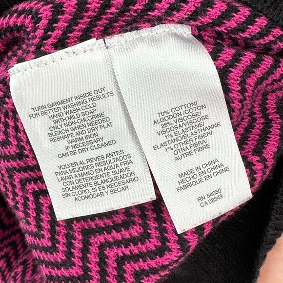 ANNE KLEIN Sweater 2X Plus Chevron Button Up Cardigan Grandma Cotton Blend Pink - Picture 10 of 13